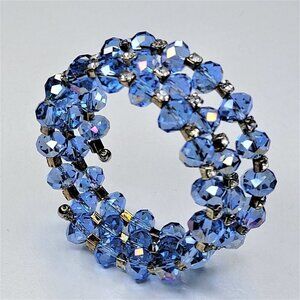 BLUE Sparkling Crystal Glass Wrap Around Bracelet